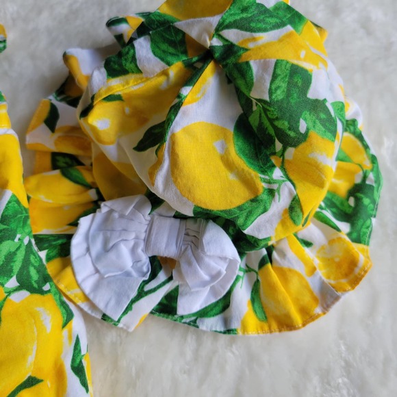CYNTHIA ROWLEY Lemon Ruffle Bubble Matching Set 3-6M - Picture 2 of 6